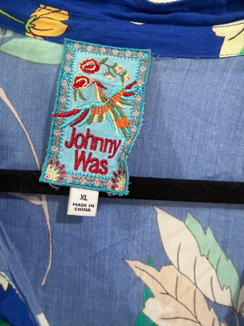 Johnny Was Cobalt Blue Floral Midi Dress with Cream & Pink Blooms Size XL - Picture 2 of 7